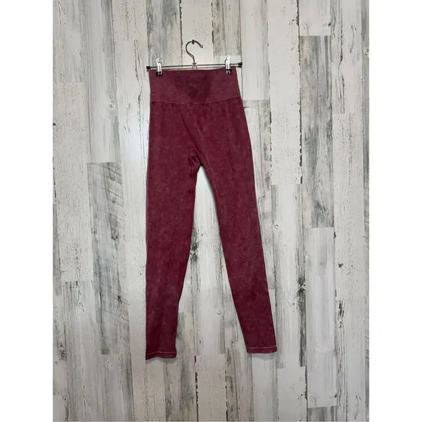 Indero High Rise Leggings Womens Small Burgundy Stretch Athleisure - Image 2