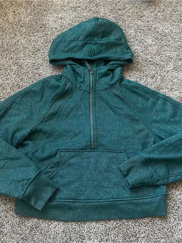 lululemon athletica Dark Green Tinsel Sparkle Half-Zip Hoodie Scuba - Image 2