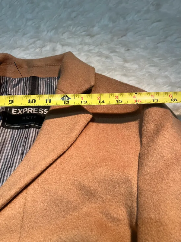 tan wool-blend Topcoat from Express size XS - Image 8