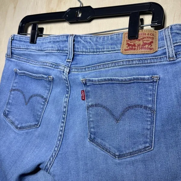Levis 711 Skinny Embellished‎ Jeans Vintage Soft Blue Wash Star Eyes Zip Fly 31 - Image 11