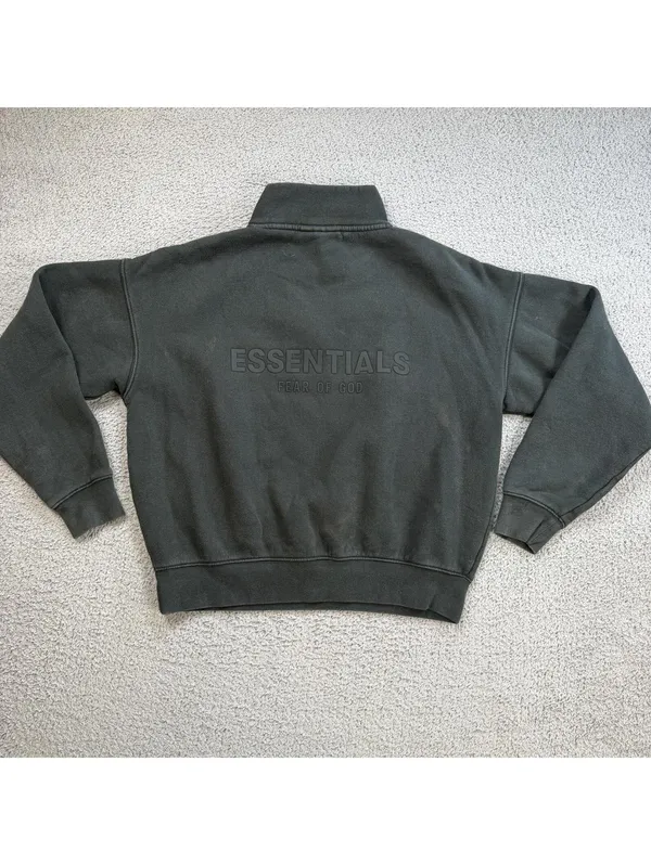 Fear Of God Essentials Quarter Zip Sweatshirt Faded Black Women Cropped Boxy Fit - Image 2