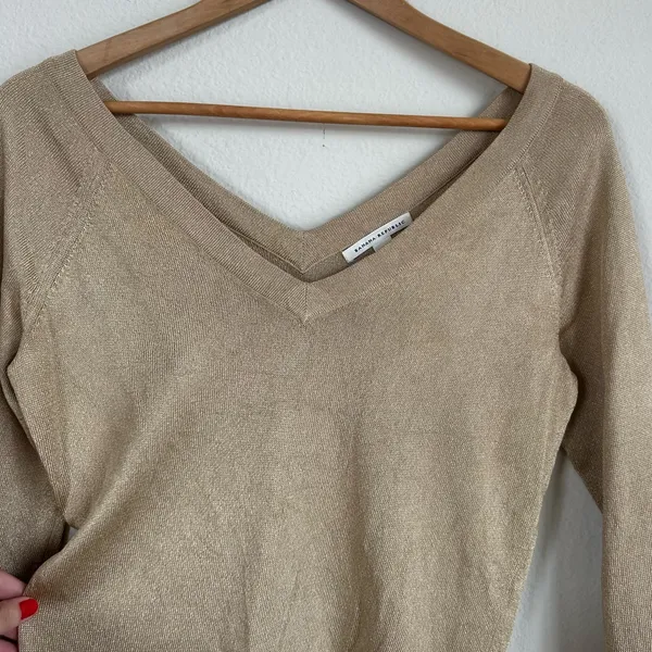 Vintage Banana Republic Gold Knit Off the Shoulder Top - Image 5