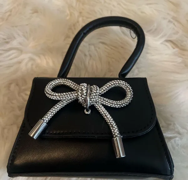 Elegant Black Handbag with Silver Accents - Image 6