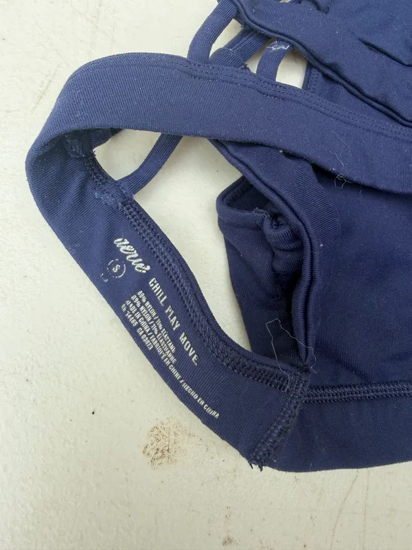 Navy Aerie High Neck Sports Bra Crossback - Image 3