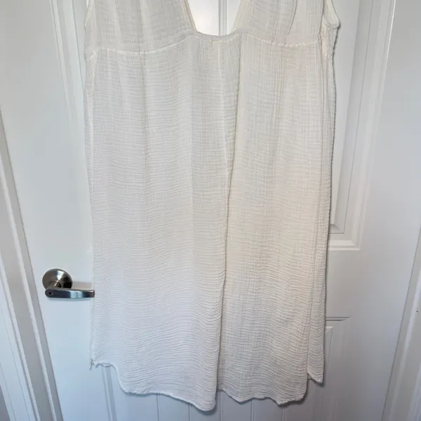 Anthropologie XL White Sleeveless Tie Front Cover Up Tunic Cottagecore Boho Chic - Image 9
