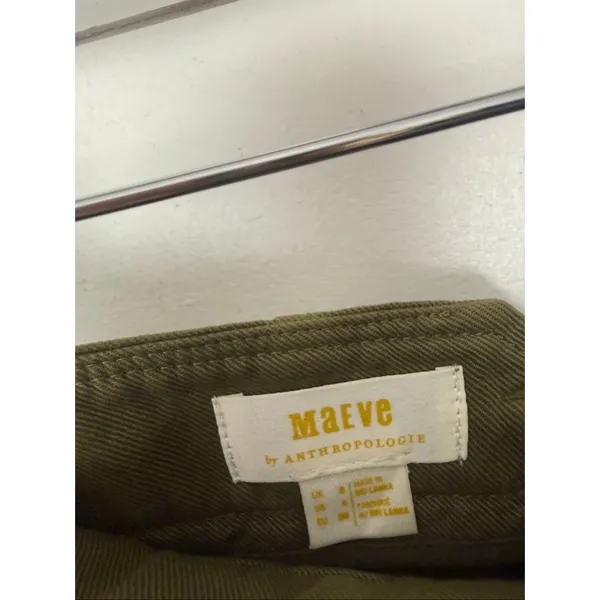 Anthropologie Women’s 4 Maeve Remi Olive Green Wide Leg Crop Pants - Image 2