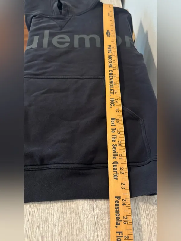 Lululemon All Yours Hoodie Graphic Black Tonal Logo Pullover Sweatshirt Size 4 - Image 7