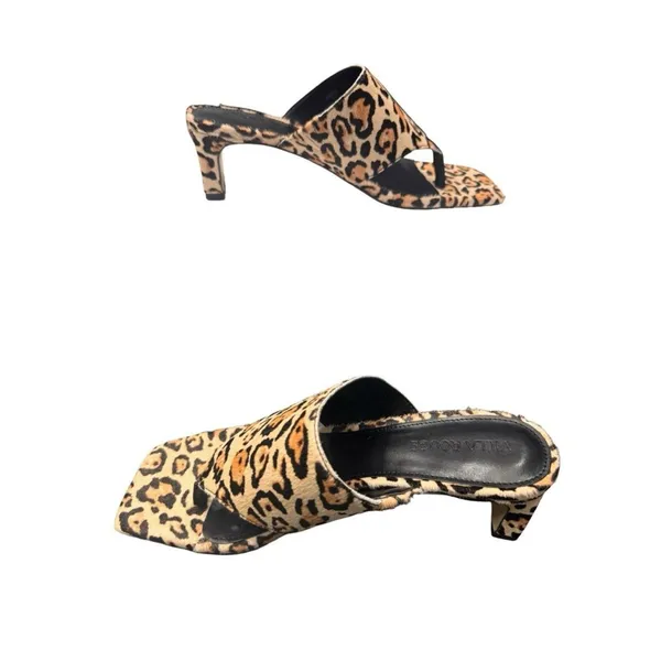Villa Rouge Leopard Print Toe Loop Mule Sandals Women's 6.5 Low Heel New Box - Image 3