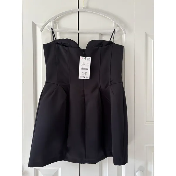 Zara Strapless Black Mini Dress Large New With Tags - Image 8
