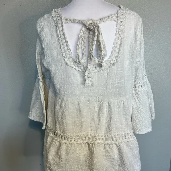 Oddi Chic White Women's Peasant Blouse Boho size Small - Image 3