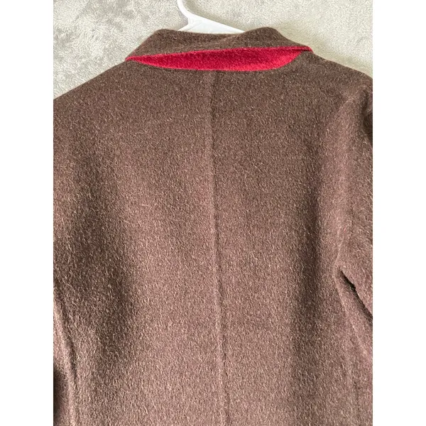 J.Jill Reversible Wool Alpaca Blend Jacket Cottagecore Equestrian Heritage Large Brown - Image 11