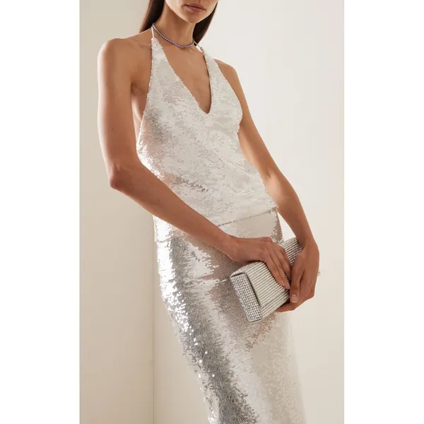 ROTATE Birger Christensen White‎ Sequin Halter Top & Pencil Midi Skirt Set NWT - Image 2