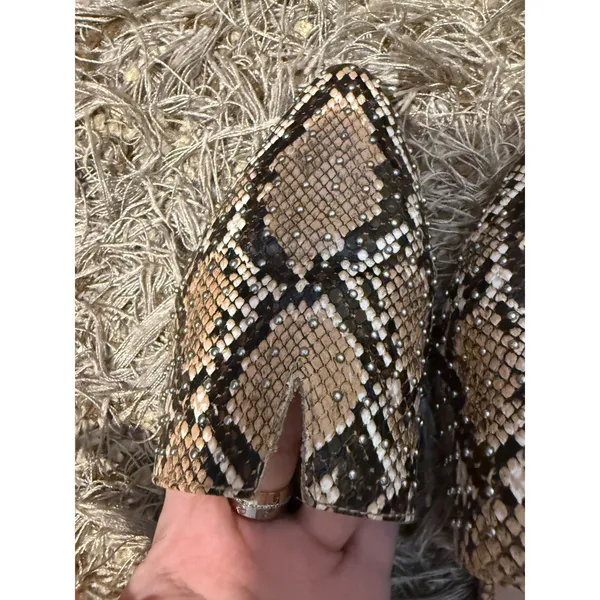 Steve Madden Ally Tan Snake Studded Mule Slides Shoes - Image 4