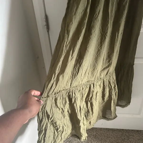 Free People Olive V-Neck Tiered Maxi Dress - Image 7