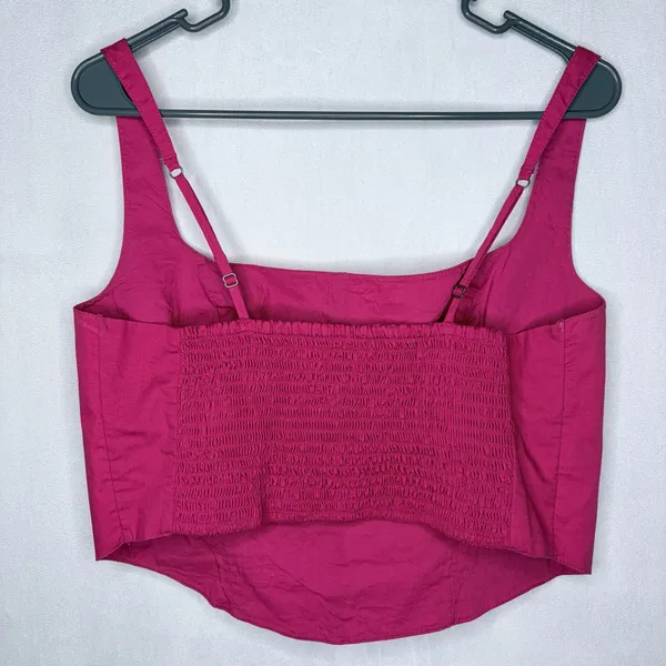 Abercrombie & Fitch Pink Poplin Crop Top - Image 8