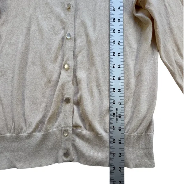 J Crew The Clare Cardigan Cream Sweater Womens M Beige Cotton Button Front Knit - Image 5
