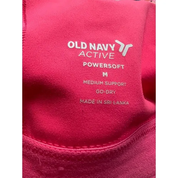 Old Navy Med Active Powersoft Sports Bra Med Floral Pink Go-Dry Support Athletic - Image 3