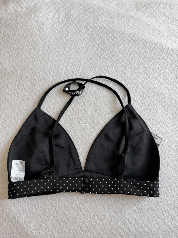 HEIRESS Beverly Hills Black Embellished Bra Top Rhinestones Gems NWT XS - Image 4