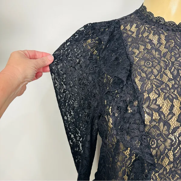 Set 2 Divided Shirts Sz M Black Lace Crochet Sweater Shirt H&M HM Top - Image 5
