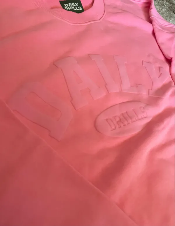 Daily Drills Cupid Monochrome Oversized Sport Crew Sweatshirt Pink XS/S - Image 2