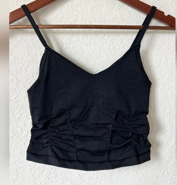 Free People Good Karma Ruched Tank Top in Black Size XS - Image 4