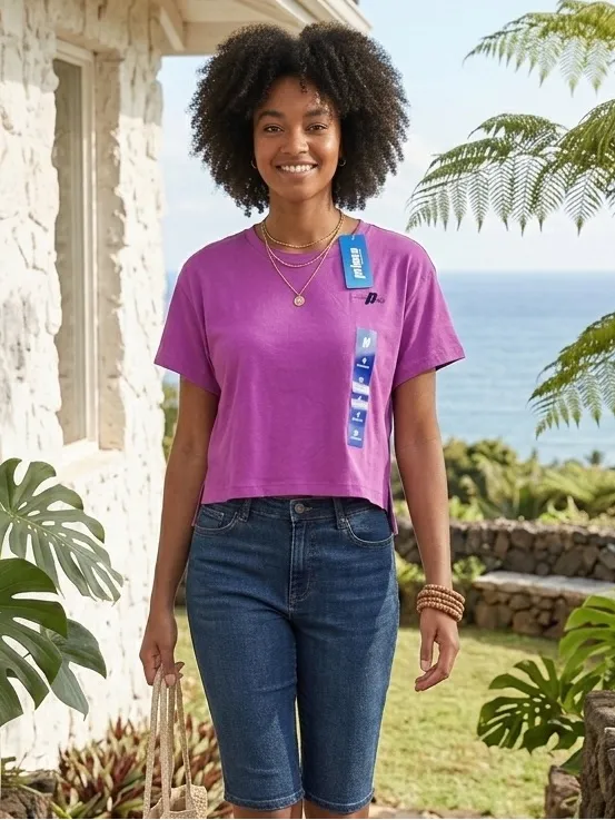 NWT PRINCE Purple Short Sleeve Boxy Crop Top | Pickleball Tennis Tee - Image 2