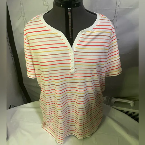 Striped Women's Top - Red and White - Image 2