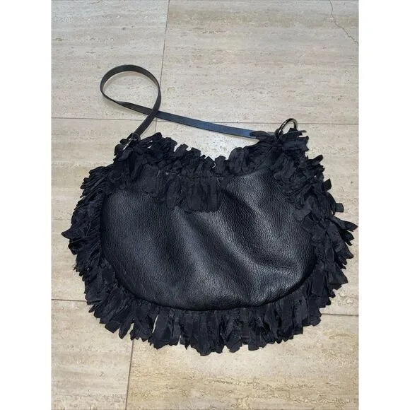 WOMENS PHOEBE AND‎ JOSEPHINE Fur LEATHER Fringe SHOULDER PURSE 14x9" - Image 2