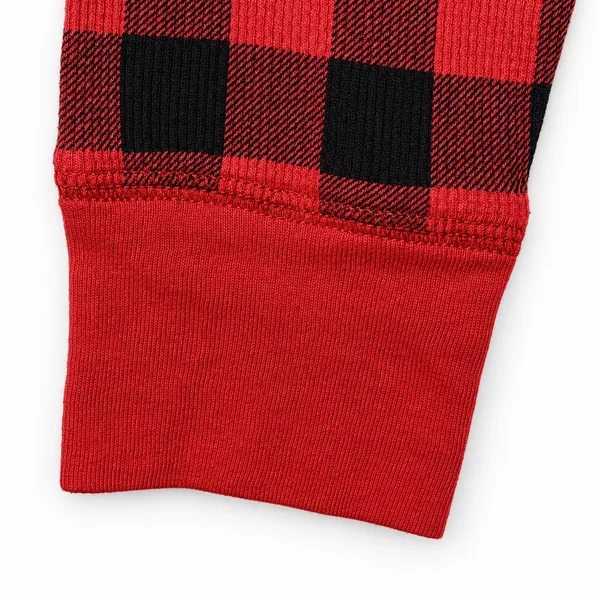 PINK Victoria's Secret Sleep Set Waffle Knit Women M Red Black Buffalo Plaid - Image 9