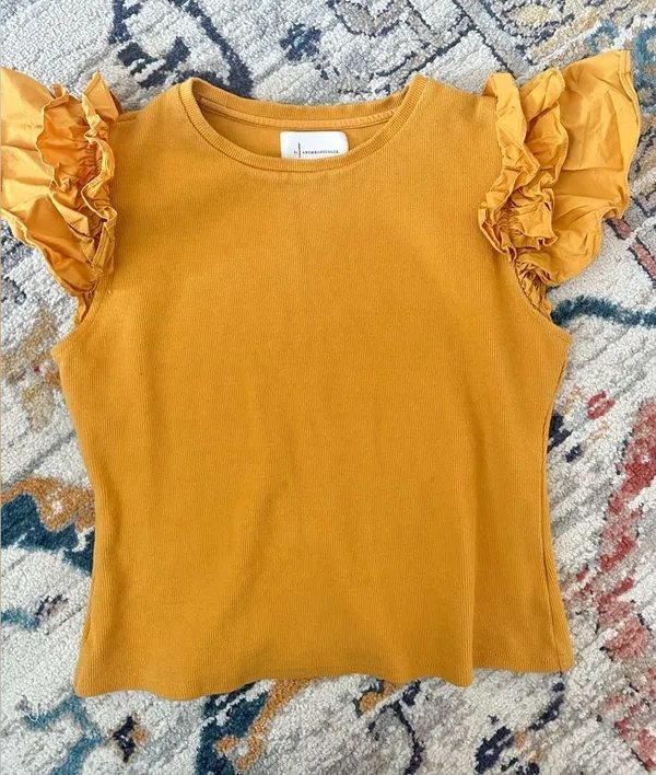 By Anthropologie Woven Ruffle Top - Image 4
