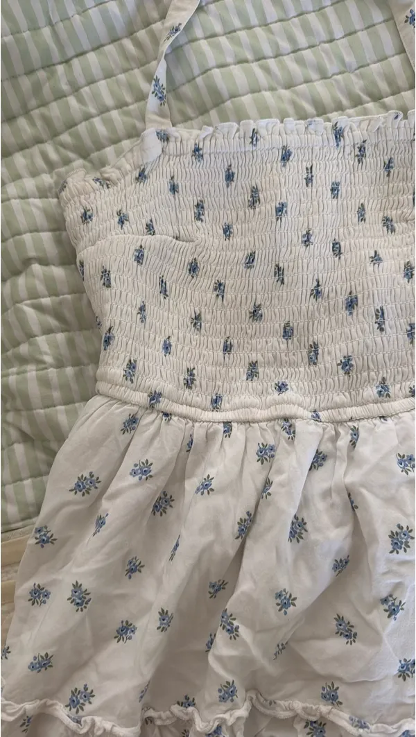 Hollister Dress Floral Mini Blue White Adjustable Straps - Image 2