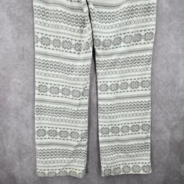 Old Navy White Gray Fleece Snowflake Sleep Pajama Bottoms‎ Pants M Medium - Image 6
