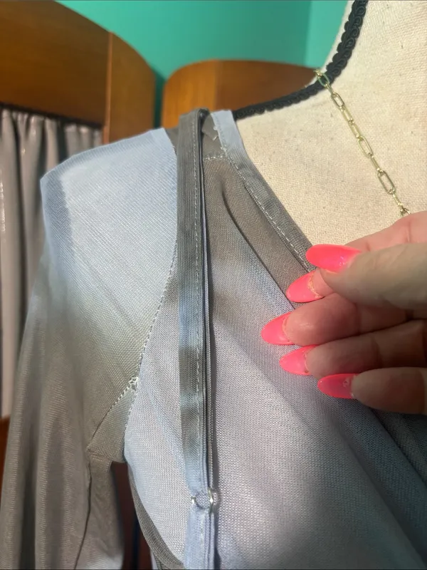 Sheer Knot-Front Blouse in Misty Blue - Image 3