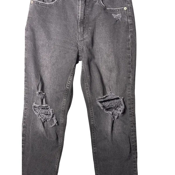 Gap Cheeky Straight High Rise Jeans 2P Black Distressed Grunge Edgy Raw Hem - Image 3