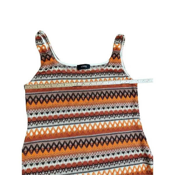 Cider Womens Bright Orange Multicolor Sweater‎ Bodycon Midi Dress Sz 1X - Image 8