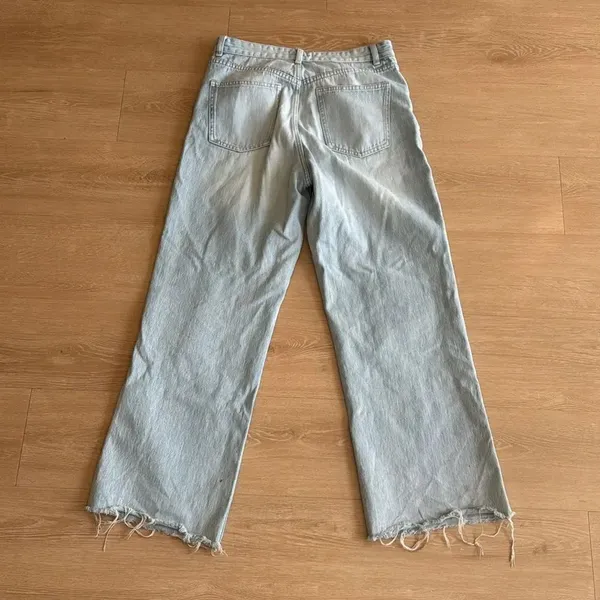 Zara light wash baggy wide leg jeans raw hem high waist size 8 - Image 7