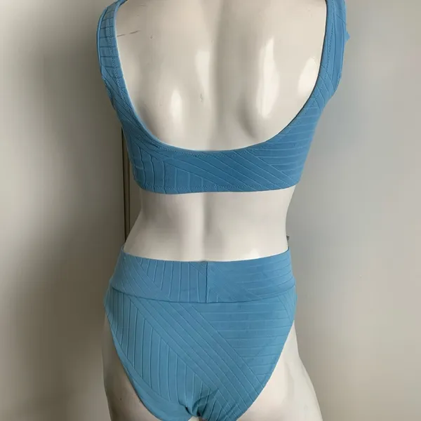 Aerie XS/M blue ribbed high cut cheeky 2 piece bikini - Image 5