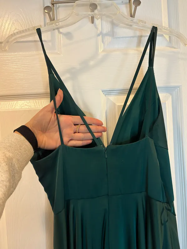 Emerald Green Silk Prom Dress - Image 5