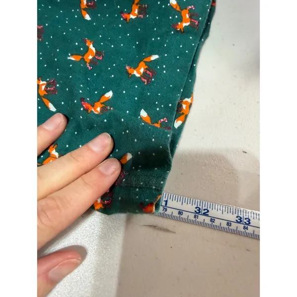 J.Crew Pajama Pants Women XS Green Excellent Flannel Fox Print F8320 - Image 8