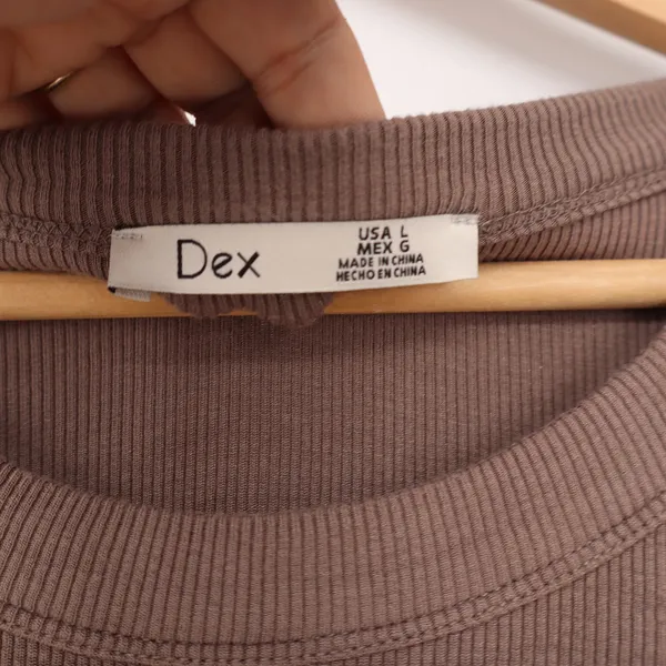 Dex Womens Ribbed Short Sleeve T-Shirt Maxi Dress Taupe Brown Size L - Image 2