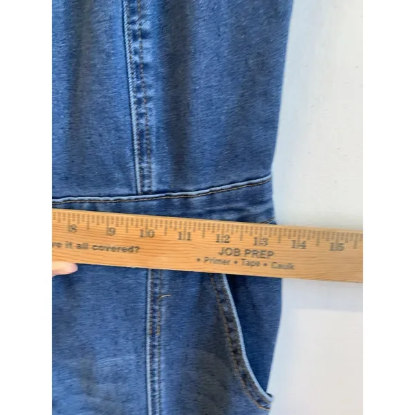 Sincerely Jules Women’s Denim Overalls Sincerely Wide Style Retro Leg Side Zipper Blue Size S - Image 4