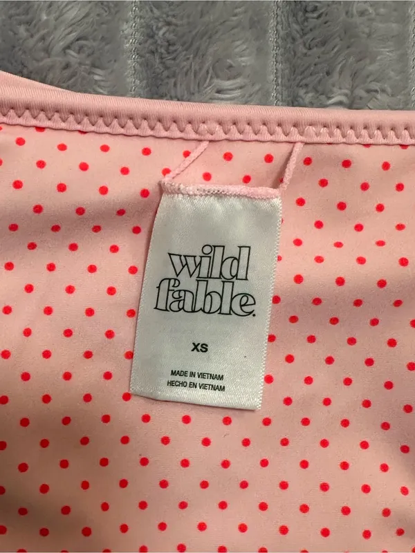 wild fable Red Polka Dot Bikini Bottom with Light Pink Trim - Image 3