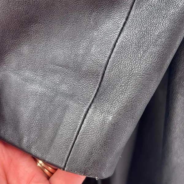 Vintage 90s‎ Leather Blazer Coat Black 6 - Image 7
