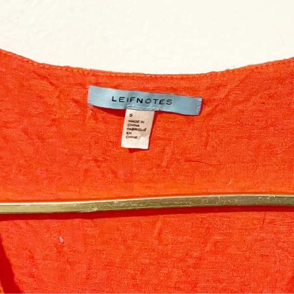 Anthropologie Leifnotes Small Orange Dogflora Eyelet Midi Dress Short‎ Sleeve - Image 5