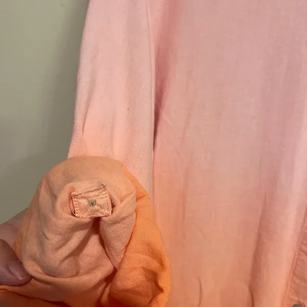 J. Jill Blouse Top Button Front Shirt Pink Orange Gradient Linen Blend Size XL - Image 3
