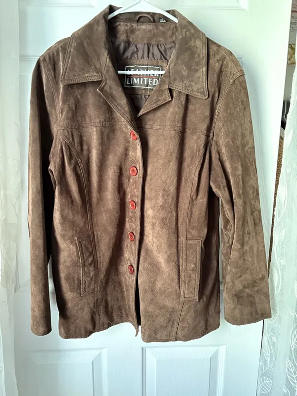Vintage Leather Limited Suede Button-Up Jacket genuine leather women size L - Image 3