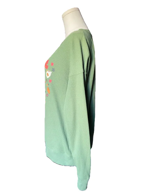 Feeling Festive Pumpkin Spice Waffle Knit Long Sleeve Top - Image 5
