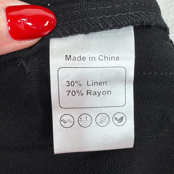 Tarse M Cargo Baggy Pants Parachute Black Linen Blend Wide Leg Boho Gorpcore New - Image 7