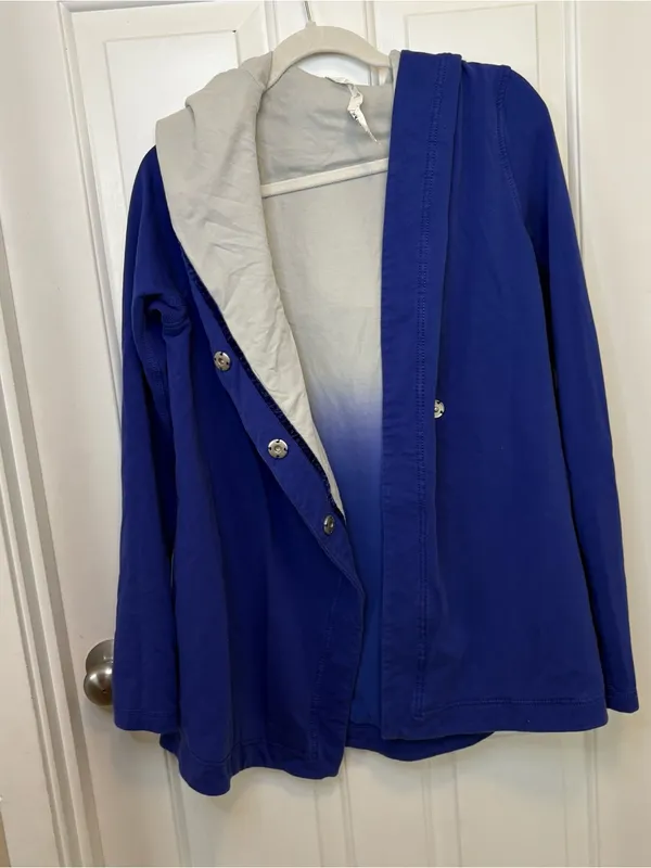 lululemon hoodie button cardigan sweater size 8 blue cotton cozy oversized fall - Image 5