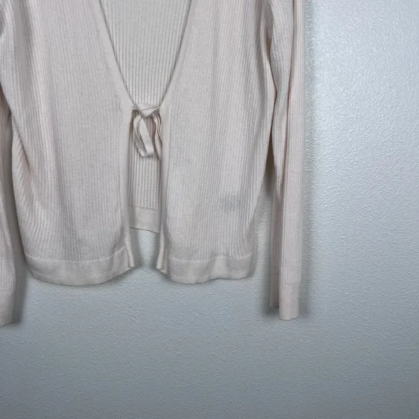 Torrid Women Super Soft Tie-Front‎ Cardigan Ivory Ribbed Knit Sweater 2X - Image 5